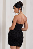 Maya Black Floral Mesh Strapless Mini Dress