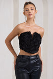 Alicia Black Floral Mesh Strapless Corset Top