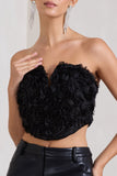 Alicia Black Floral Mesh Strapless Corset Top