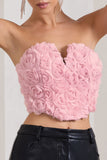 Alicia Blush Pink Floral Mesh Strapless Corset Top