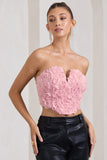 Alicia Blush Pink Floral Mesh Strapless Corset Top