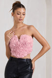 Alicia Blush Pink Floral Mesh Strapless Corset Top