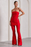 Capri Red Bandage High Waist Flared Trousers