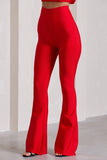 Capri Red Bandage High Waist Flared Trousers