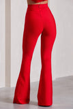 Capri Red Bandage High Waist Flared Trousers