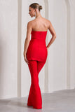 Capri Red Bandage High Waist Flared Trousers
