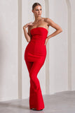 Capri Red Bandage High Waist Flared Trousers