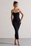Evita Black Sweetheart Twist Detail Maxi Dress
