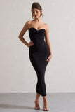 Evita Black Sweetheart Twist Detail Maxi Dress