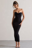 Evita Black Sweetheart Twist Detail Maxi Dress