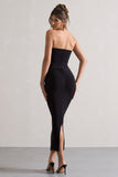 Evita Black Sweetheart Twist Detail Maxi Dress