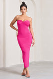 Evita Hot Pink Sweetheart Twist Detail Maxi Dress