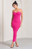 Evita Hot Pink Sweetheart Twist Detail Maxi Dress