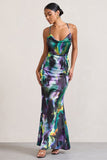 Lifetime Watercolour Print Satin Cowl Neck Maxi Dress With Cross Back Detail