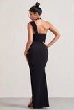 Ignite Black Strappy Halter-Neck Asymmetric Maxi Dress