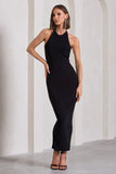 Kirsten Black Sleeveless Halter-Neck Open-Back Maxi Dress