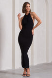 Kirsten Black Sleeveless Halter-Neck Open-Back Maxi Dress