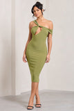 Ella Olive Asymmetric Neck Cut Out Midi Dress