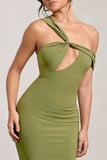 Ella Olive Asymmetric Neck Cut Out Midi Dress