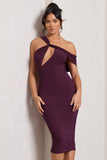 Ella Plum Asymmetric Neck Cut Out Midi Dress