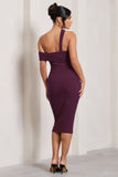Ella Plum Asymmetric Neck Cut Out Midi Dress