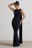 Patty Navy High-Neck Sleeveless Maxi Dress