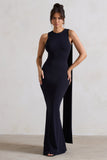 Patty Navy High-Neck Sleeveless Maxi Dress