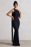 Patty Navy High-Neck Sleeveless Maxi Dress