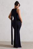 Patty Navy High-Neck Sleeveless Maxi Dress