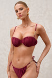 Unfound Burgundy Pleated Chain Bikini Top