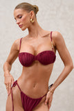 Unfound Burgundy Pleated Chain Bikini Top