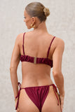 Unfound Burgundy Pleated Chain Bikini Top