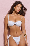 Unfound White Pleated Chain Bikini Top