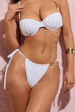 Fortune White Pleated Chain Bikini Bottoms