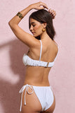 Unfound White Pleated Chain Bikini Top