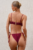 Fortune Burgundy Pleated Chain Bikini Bottoms