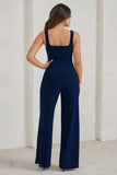 Toni Navy Square Neck Sleeveless Jumpsuit