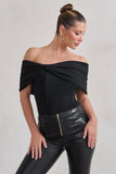 Lillian Black Bardot Bow Detail Bodysuit