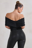 Lillian Black Bardot Bow Detail Bodysuit