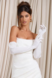 Sweet Gesture White Long Gloves With Floral Detail