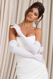 Sweet Gesture White Long Gloves With Floral Detail