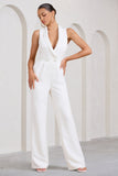 Endure Tall White Tailored Sleeveless Wide-Leg Jumpsuit
