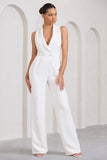 Endure Tall White Tailored Sleeveless Wide-Leg Jumpsuit