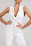 Endure Tall White Tailored Sleeveless Wide-Leg Jumpsuit