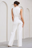 Endure Tall White Tailored Sleeveless Wide-Leg Jumpsuit