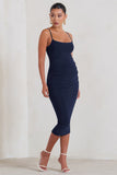 Raquel Navy Maternity Cami Midi Dress With Split