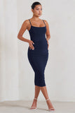 Raquel Navy Maternity Cami Midi Dress With Split