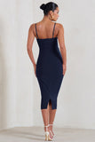 Raquel Navy Maternity Cami Midi Dress With Split