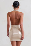 Liliana Gold Shimmer Cowl Neck Mini Dress
