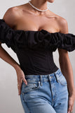 Ellie Black Structured Statement Bardot Bodysuit